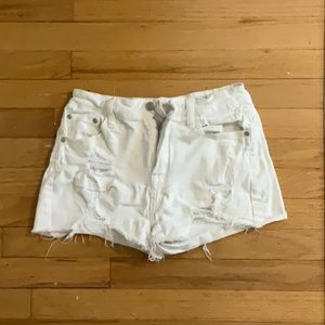 White Riped Jean Shorts